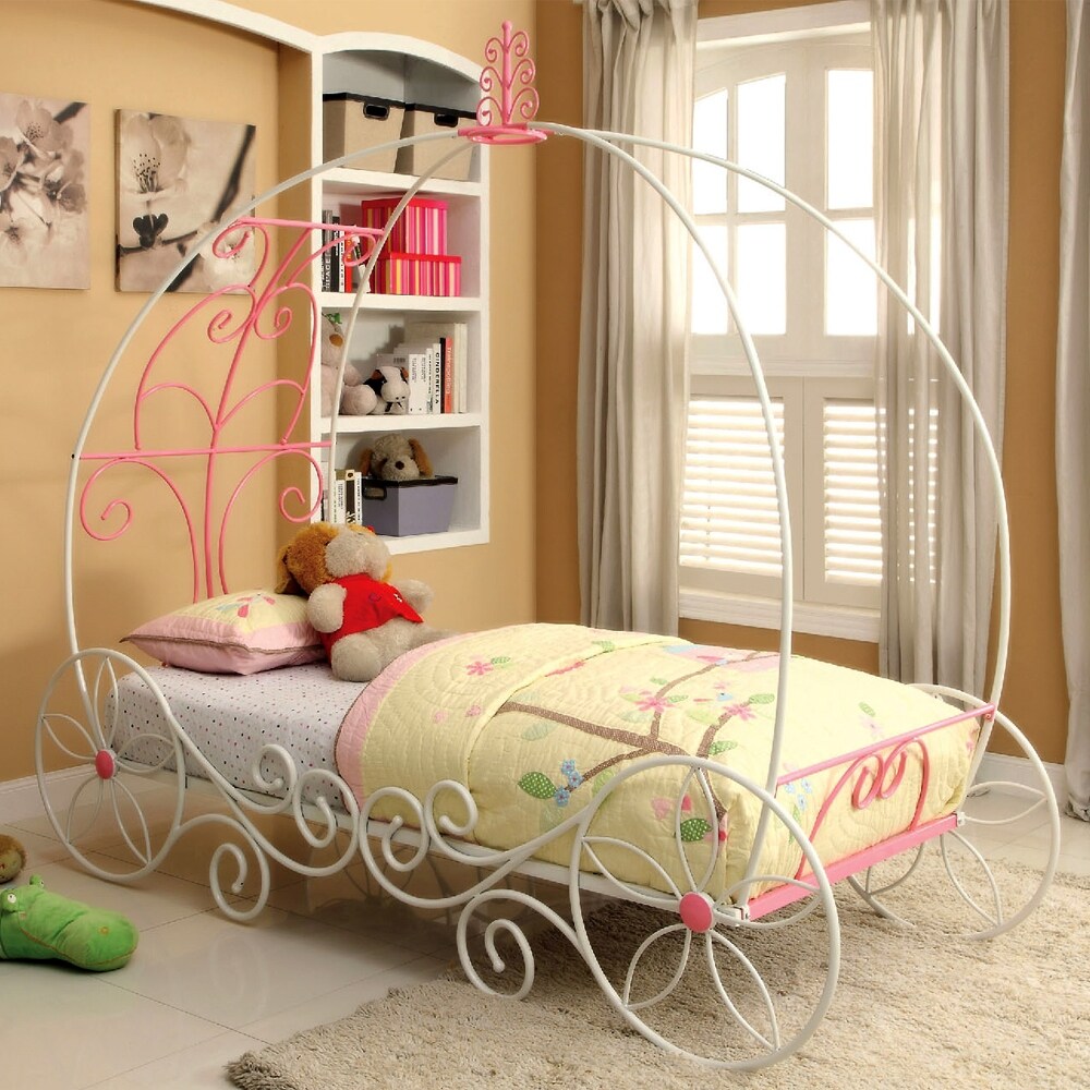Jeniel Twin Bed in Pink/White Finish