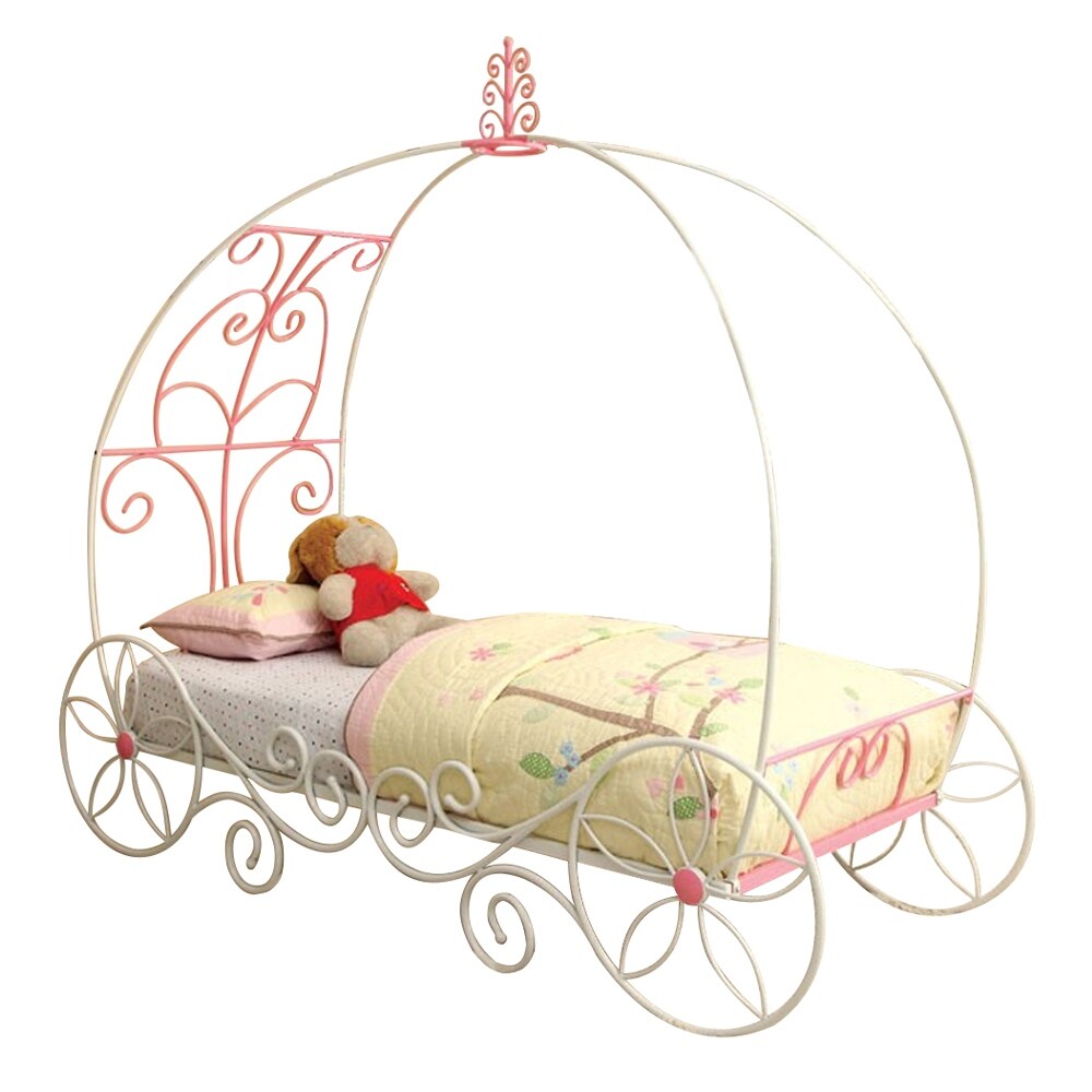 Jeniel Twin Bed in Pink/White Finish