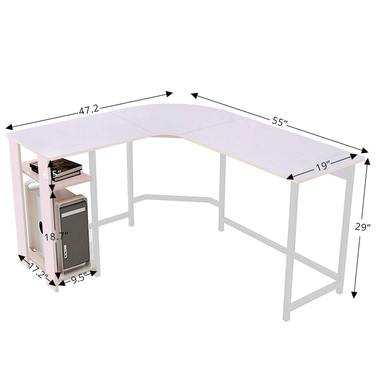 Modern 47.2" L-shaped Corner Office Computer Desk with Wood Laptop by Jerry & Maggie