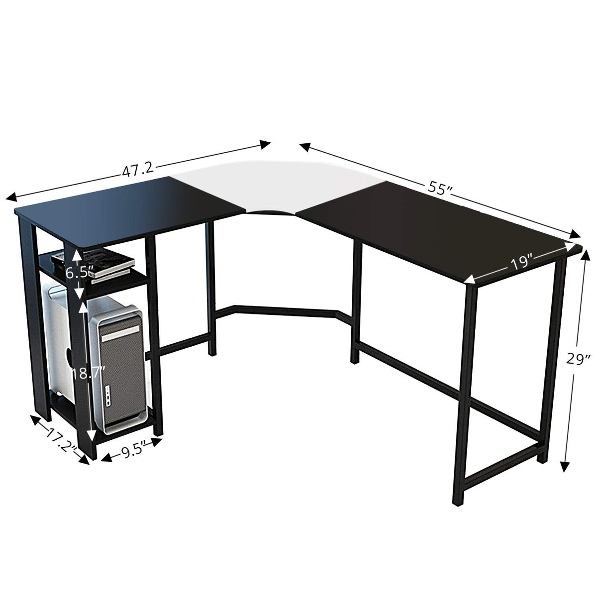 Modern 47.2" L-shaped Corner Office Computer Desk with Wood Laptop by Jerry & Maggie