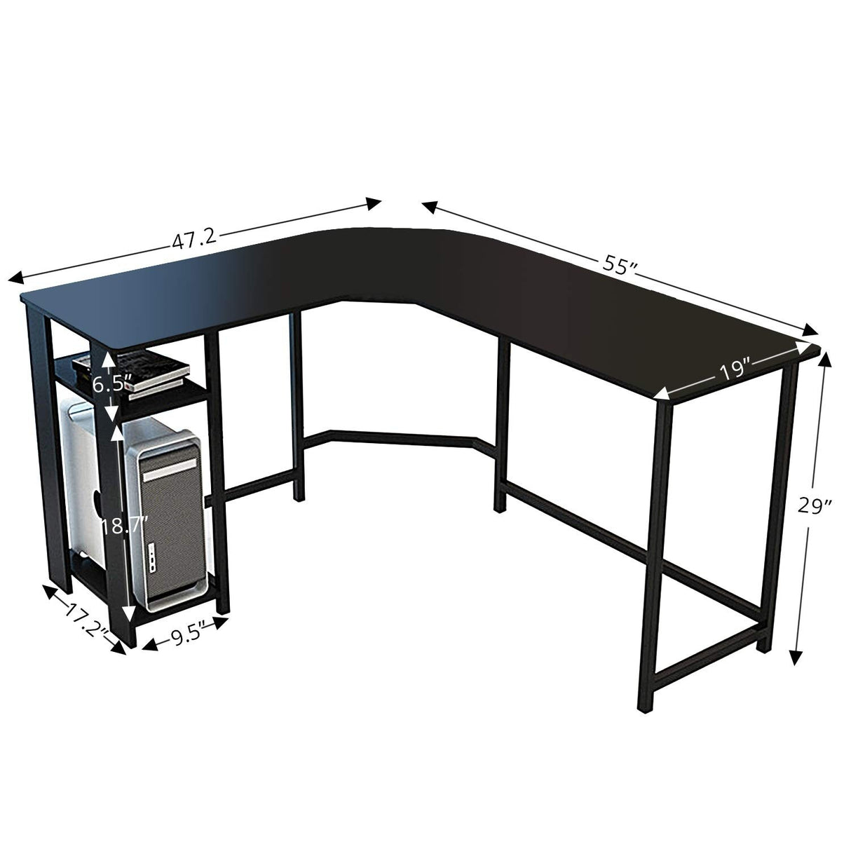 Modern 47.2" L-shaped Corner Office Computer Desk with Wood Laptop by Jerry & Maggie