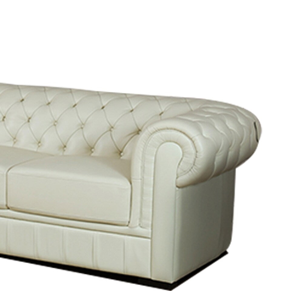 Jessica 88" Beige Cow Top Leather 3-Piece Living Room Sofa Set