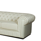 Jessica 88" Beige Cow Top Leather 3-Piece Living Room Sofa Set