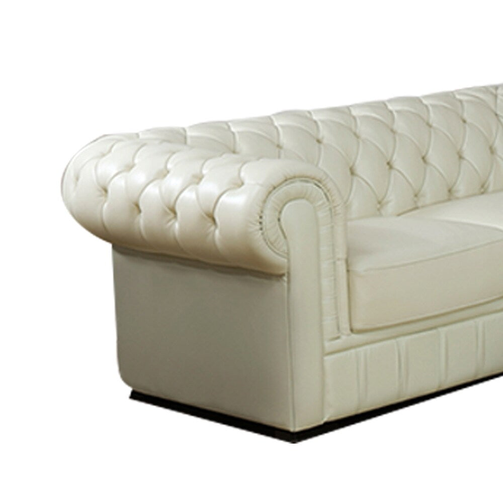 Jessica 88" Beige Cow Top Leather 3-Piece Living Room Sofa Set