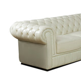 Jessica 88" Beige Cow Top Leather 3-Piece Living Room Sofa Set