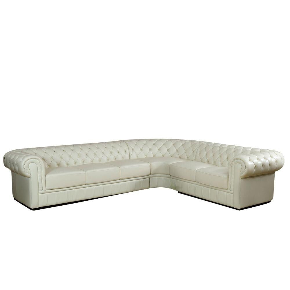 Jessica 88" Beige Cow Top Leather 3-Piece Living Room Sofa Set