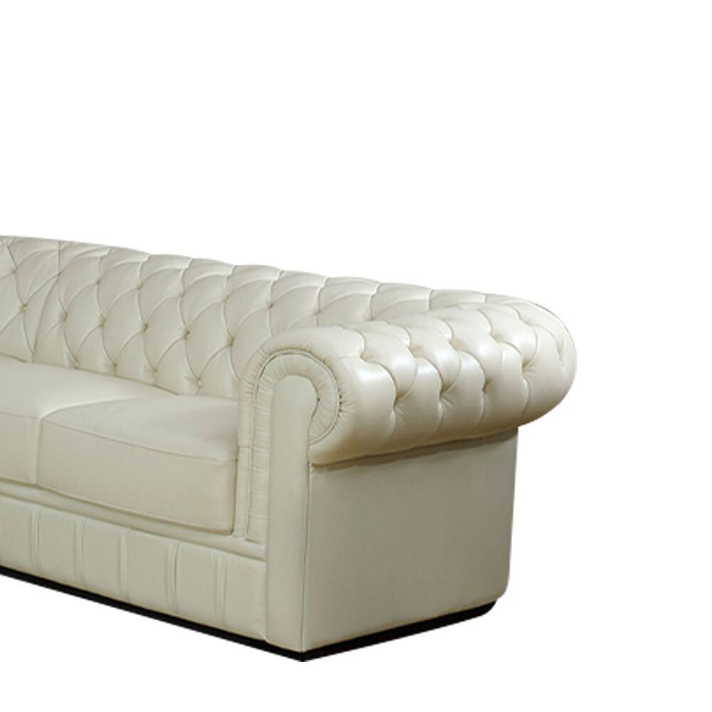 Jessica 88" Beige Cow Top Leather 3-Piece Living Room Sofa Set