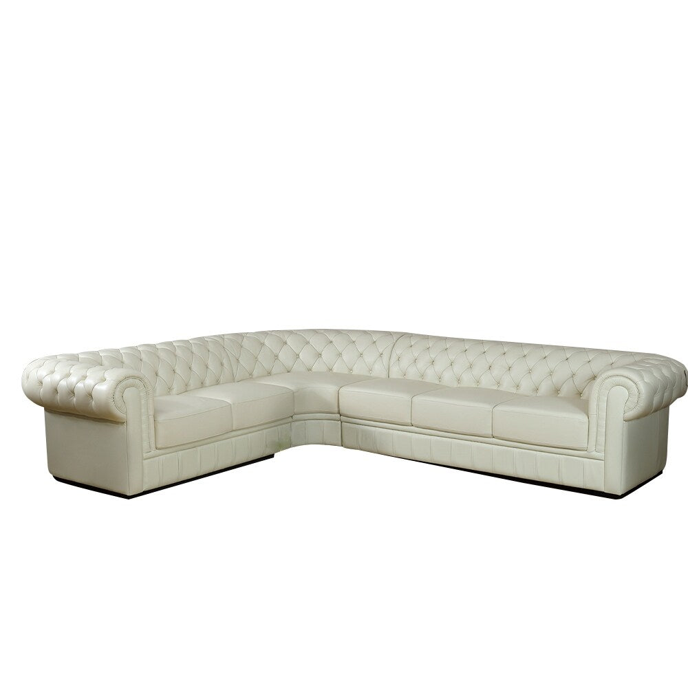 Jessica 88" Beige Cow Top Leather 3-Piece Living Room Sofa Set