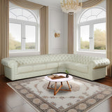 Jessica 88" Beige Cow Top Leather 3-Piece Living Room Sofa Set