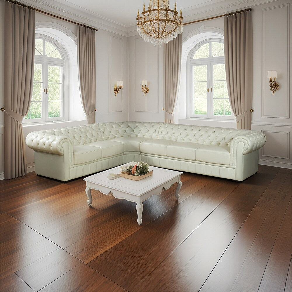 Jessica 88" Beige Cow Top Leather 3-Piece Living Room Sofa Set