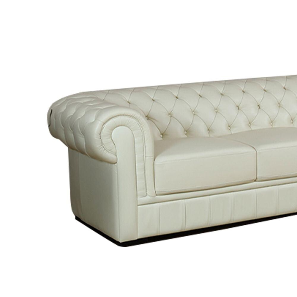 Jessica 88" Beige Cow Top Leather 3-Piece Living Room Sofa Set