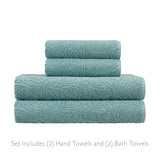 Jessica Simpson Rodeo Daisy Collection Patterned Bath Towels, Set of 4 - 28" x 52"