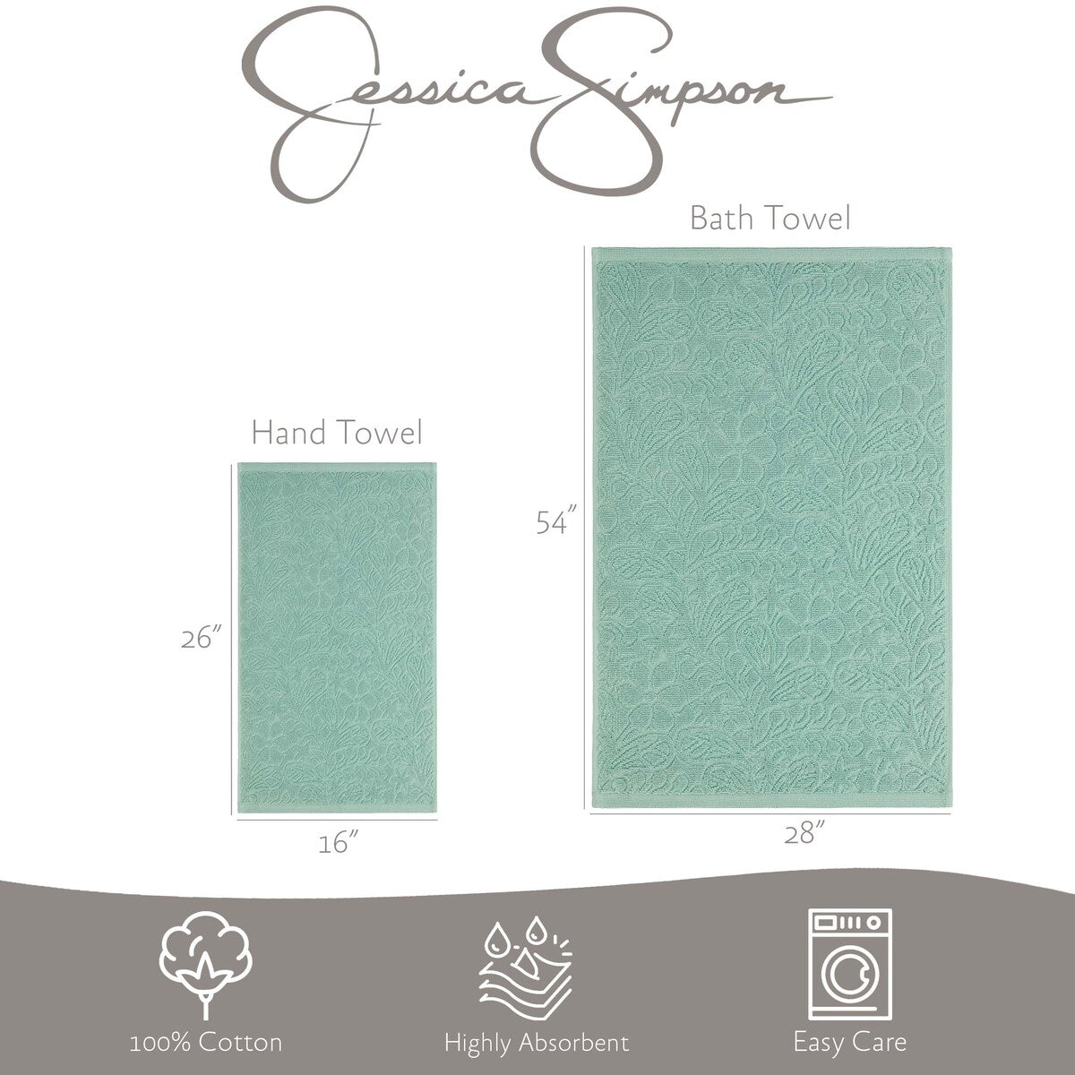 Jessica Simpson Rodeo Daisy Collection Patterned Bath Towels, Set of 4 - 28" x 52"
