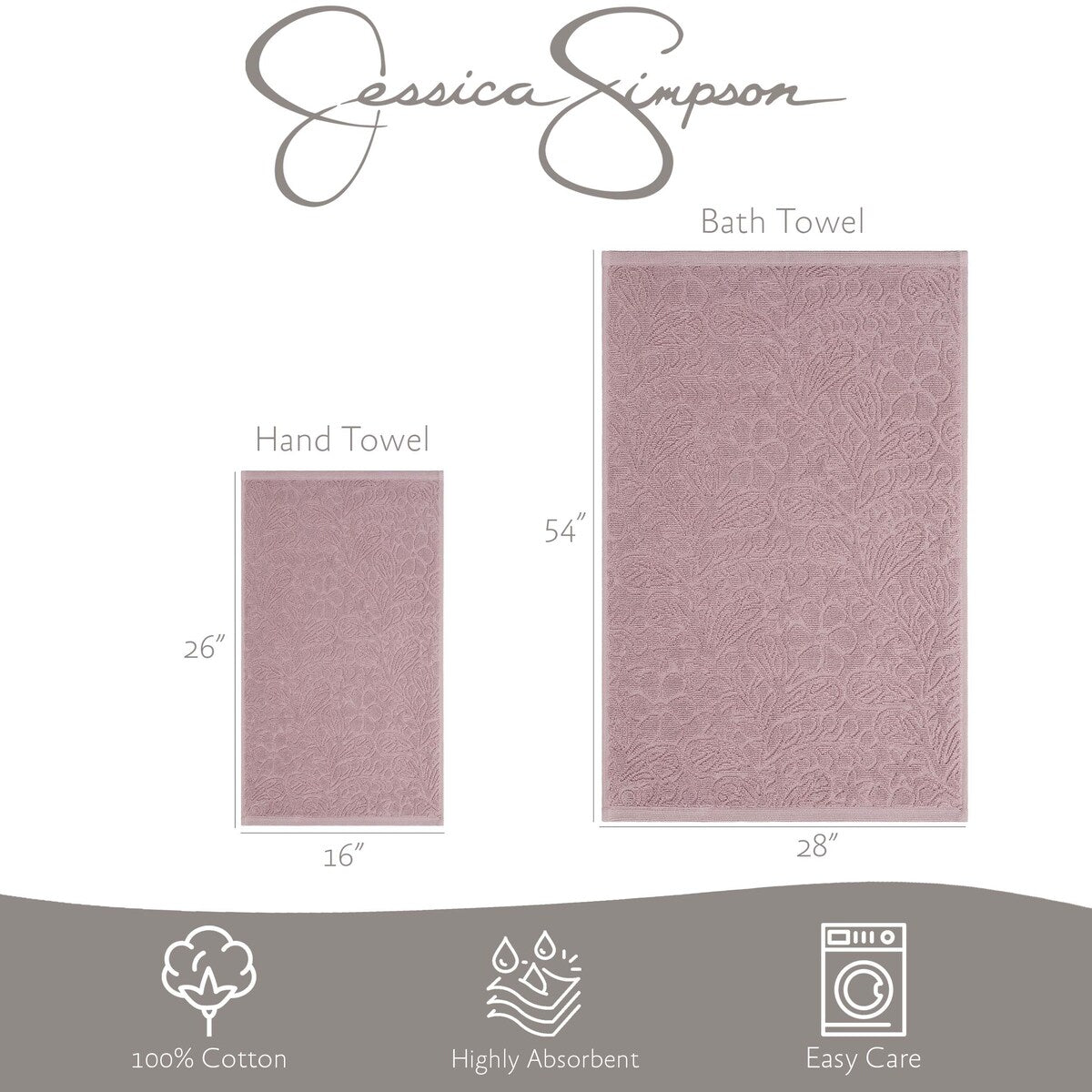 Jessica Simpson Rodeo Daisy Collection Patterned Bath Towels, Set of 4 - 28" x 52"