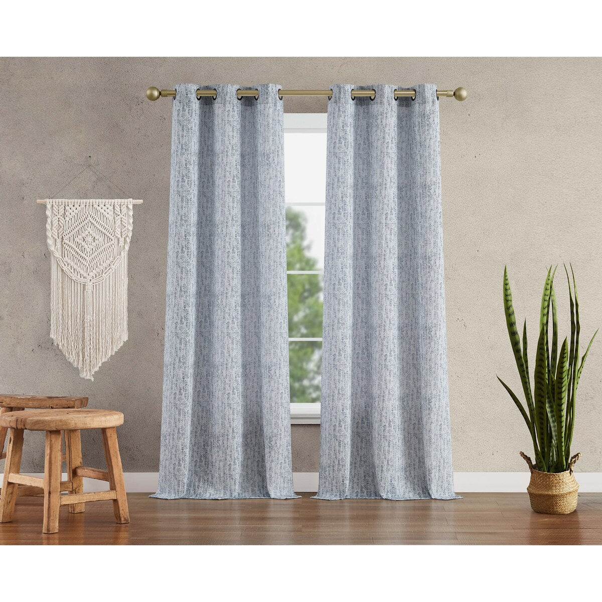 Jessica Simpson Tallulah Textured Blackout Grommet Window Curtain Panel Pair with Tiebacks