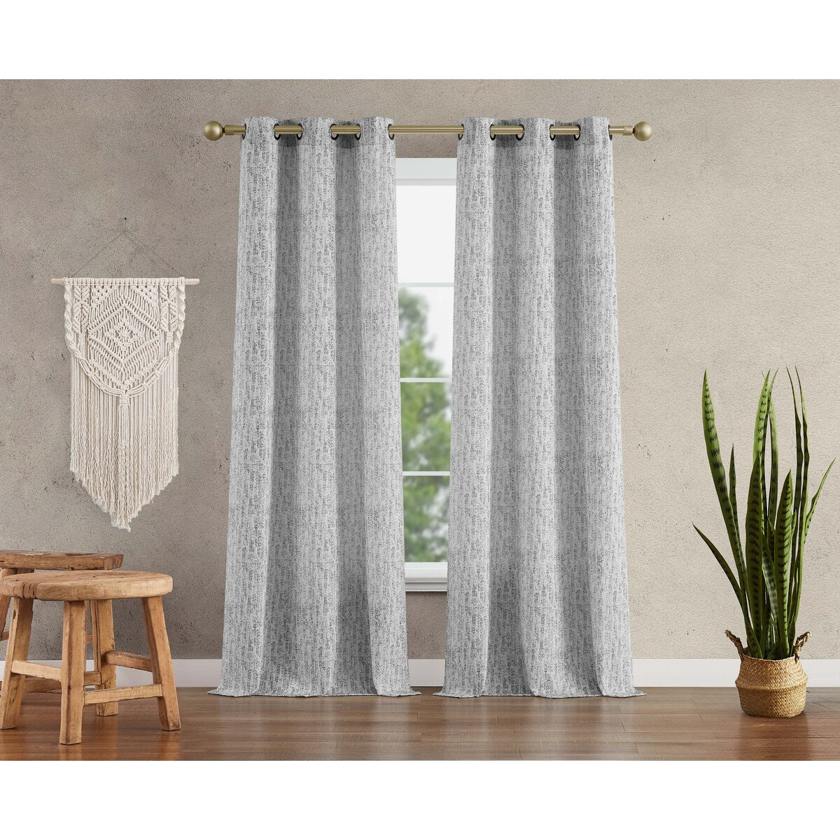 Jessica Simpson Tallulah Textured Blackout Grommet Window Curtain Panel Pair with Tiebacks