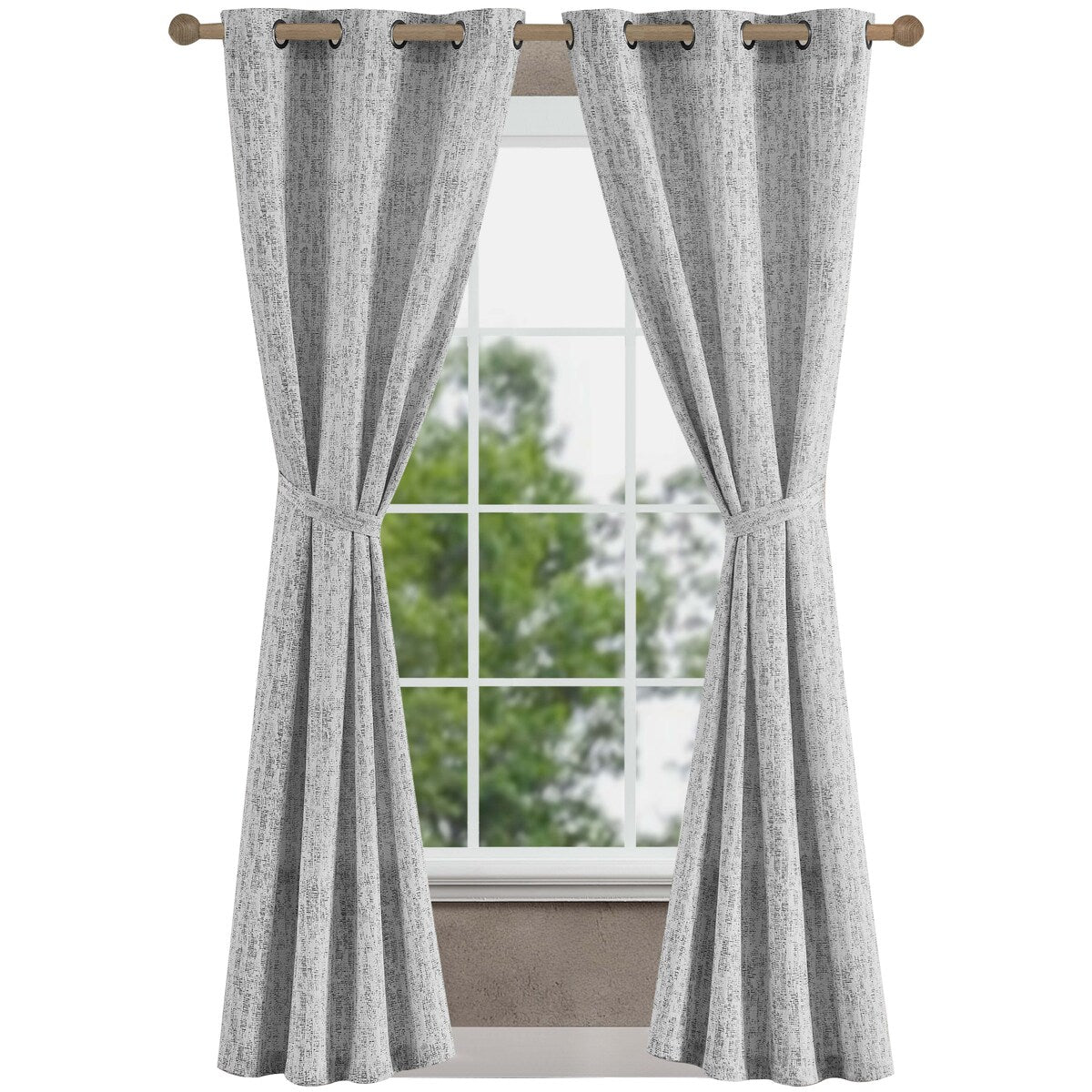 Jessica Simpson Tallulah Textured Blackout Grommet Window Curtain Panel Pair with Tiebacks