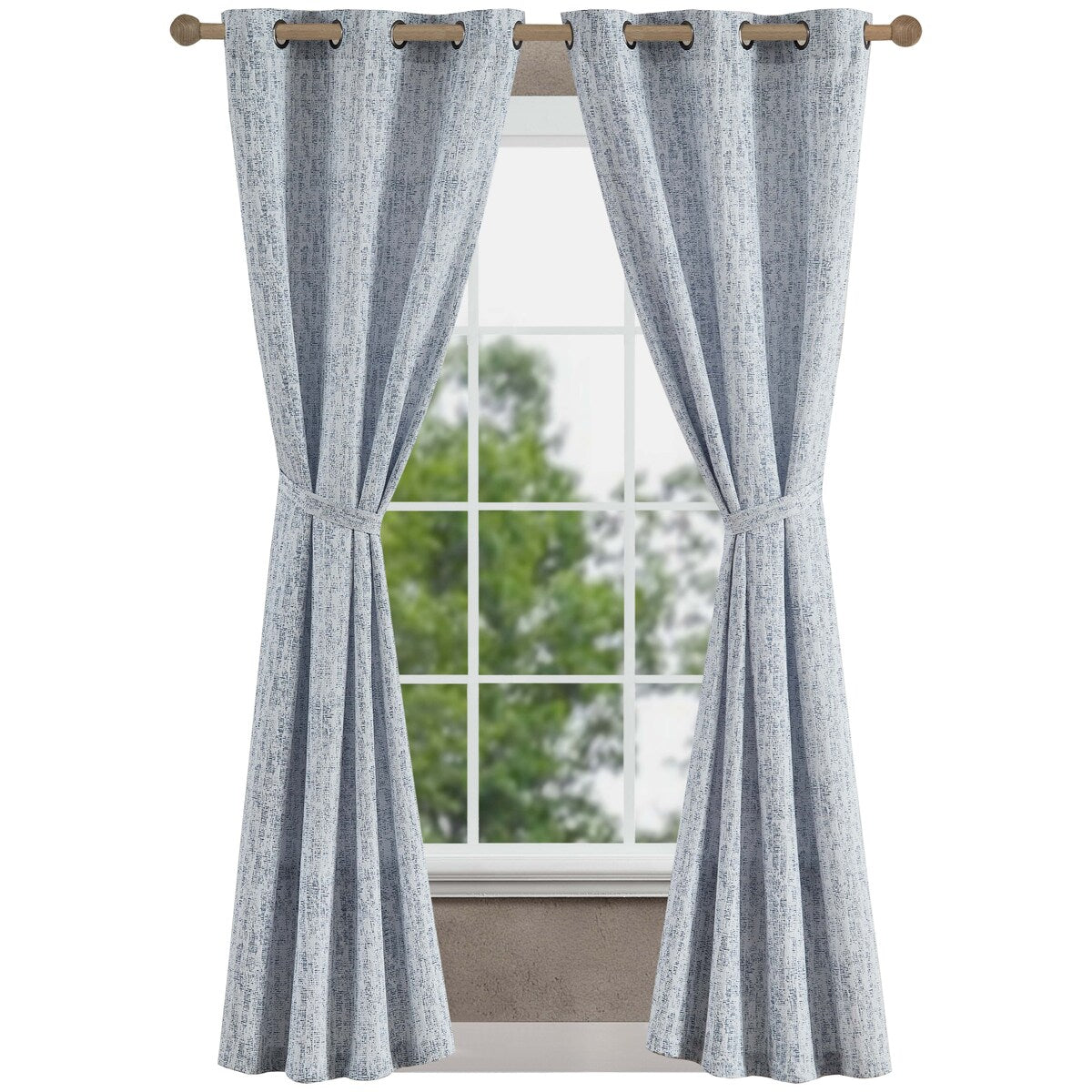 Jessica Simpson Tallulah Textured Blackout Grommet Window Curtain Panel Pair with Tiebacks