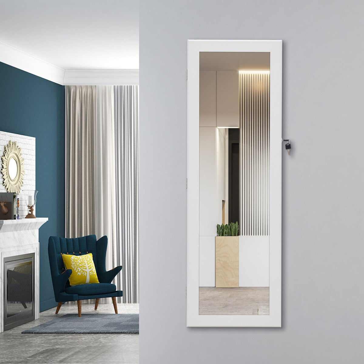 Jewelry Storage Mirror Cabinet With LED Lights