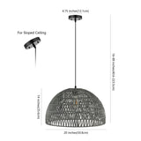 Jigu 1-Light Bohemian Modern Woven Rattan/Iron LED Pendant, by JONATHAN Y