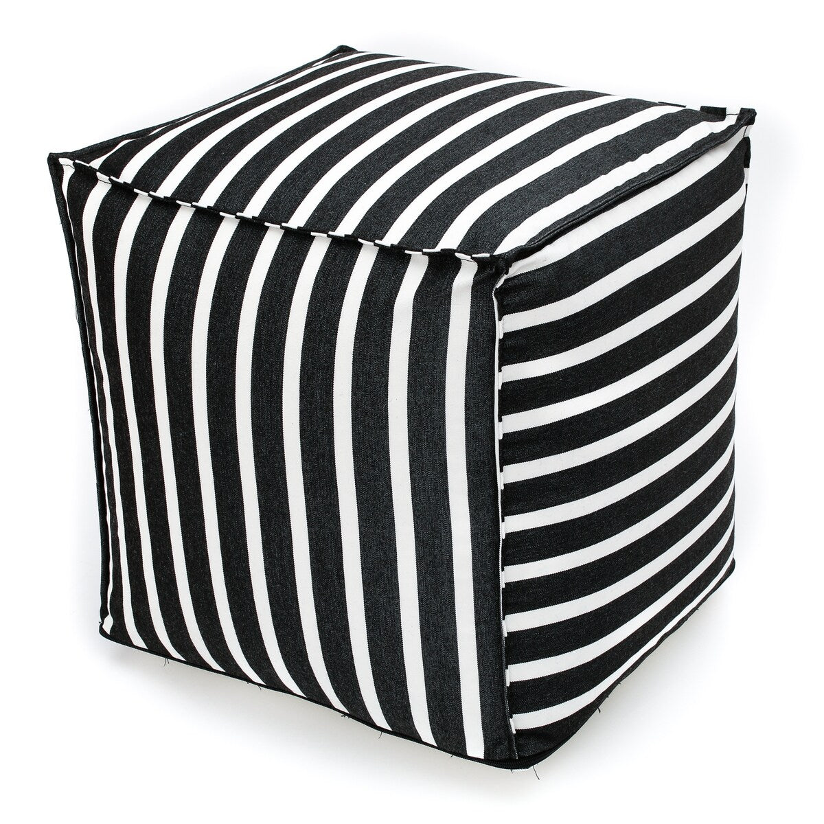 Jiti Outdoor Striped Patterned Square Waterproof Lounging Pouf Ottoman for Pool Patio Garden 16 x 16 x 16