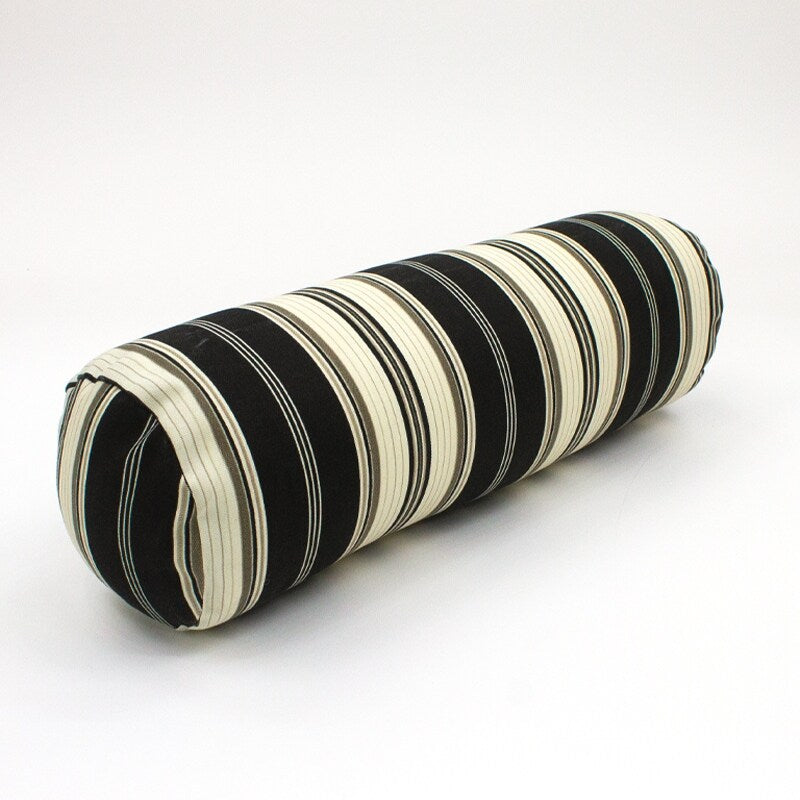 Jiti Outdoor Waterproof Sunbrella Black and White Striped Patterned Bolster Pillows Cushions for Pool Patio Chair 7 x 21