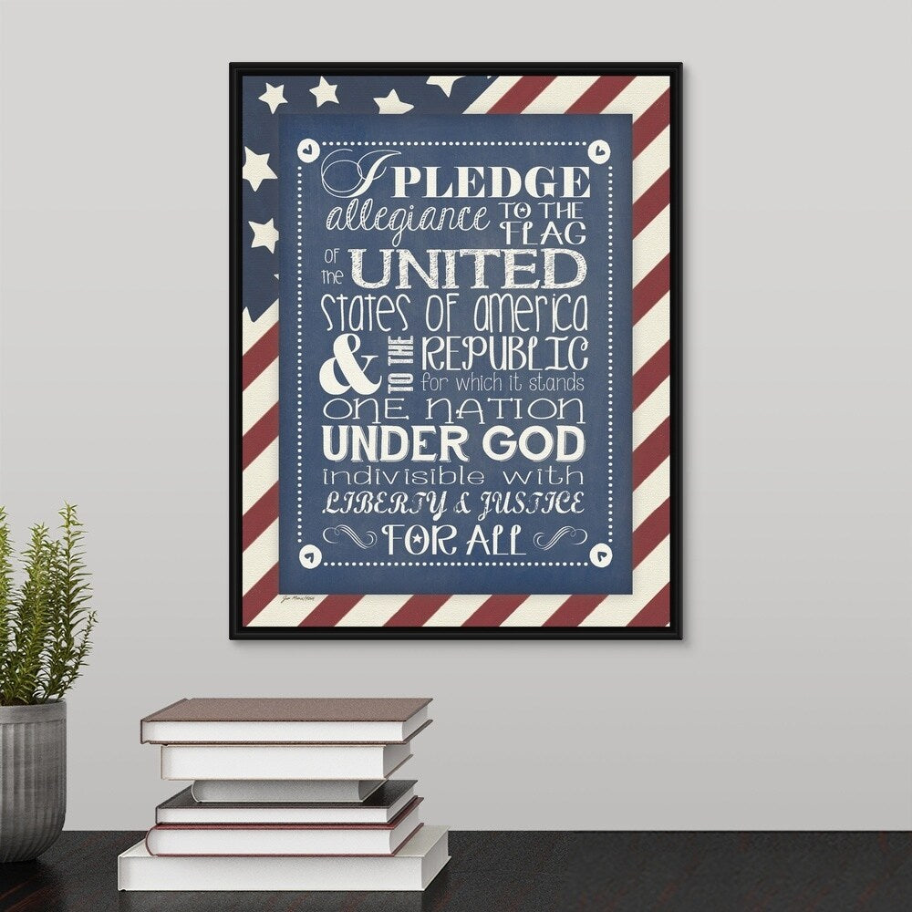 "Pledge Of Allegiance" Black Float Frame Canvas Art