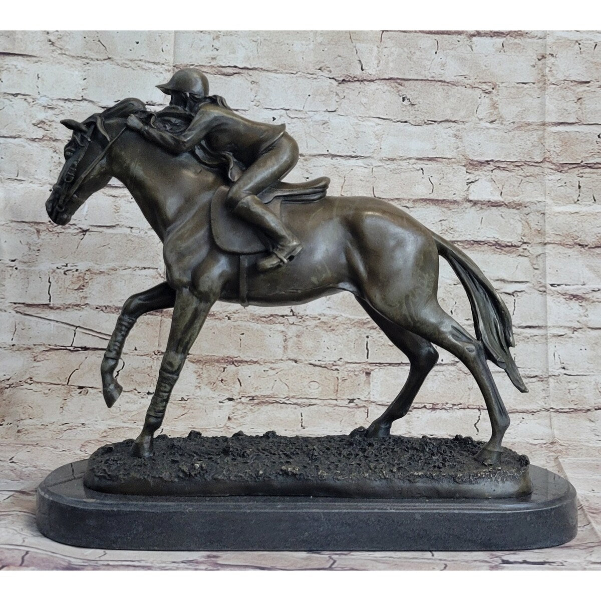 Jockey Equestrian Horse Race Bronze Sculpture Statue Figure Original Signed Art