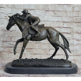 Jockey Equestrian Horse Race Bronze Sculpture Statue Figure Original Signed Art