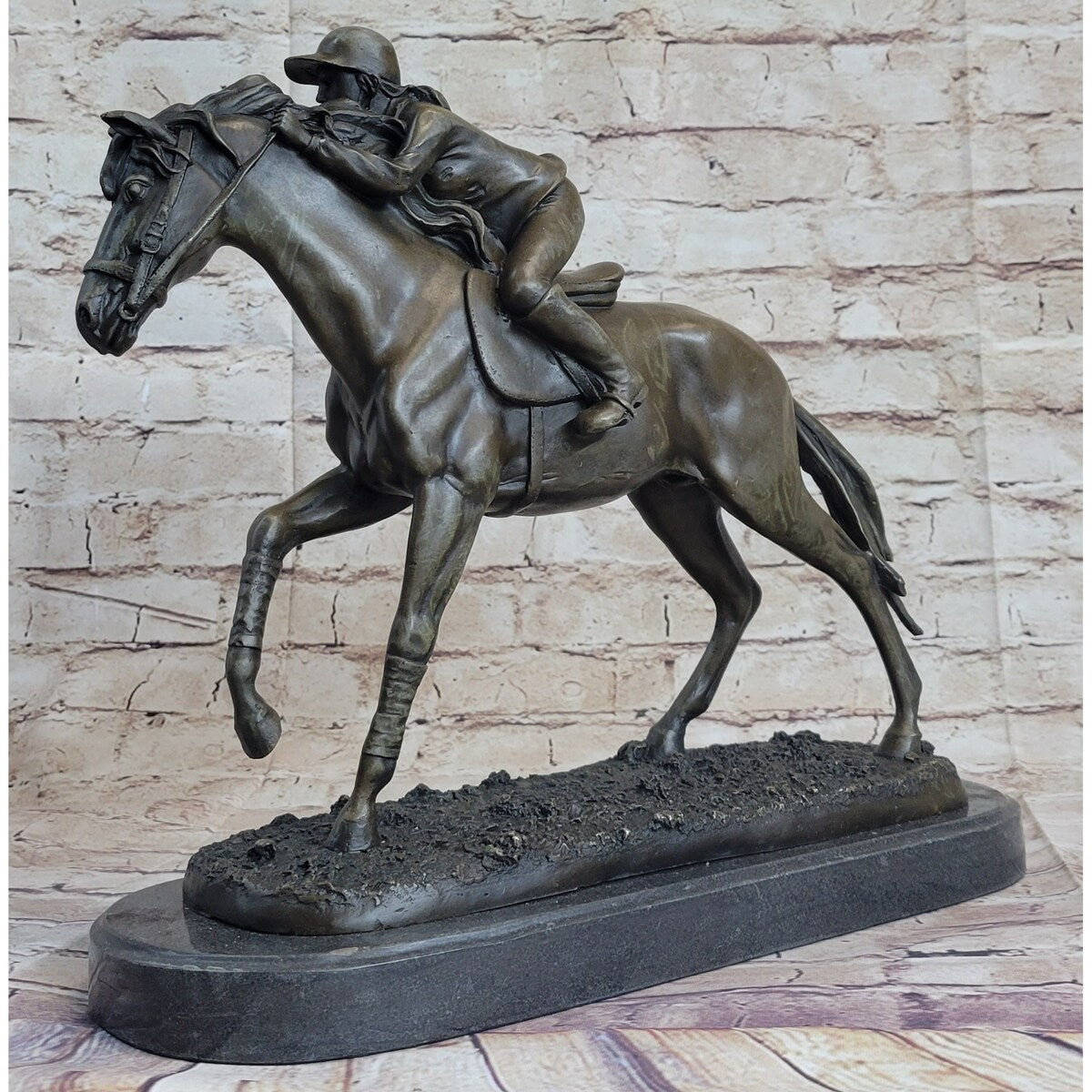 Jockey Equestrian Horse Race Bronze Sculpture Statue Figure Original Signed Art