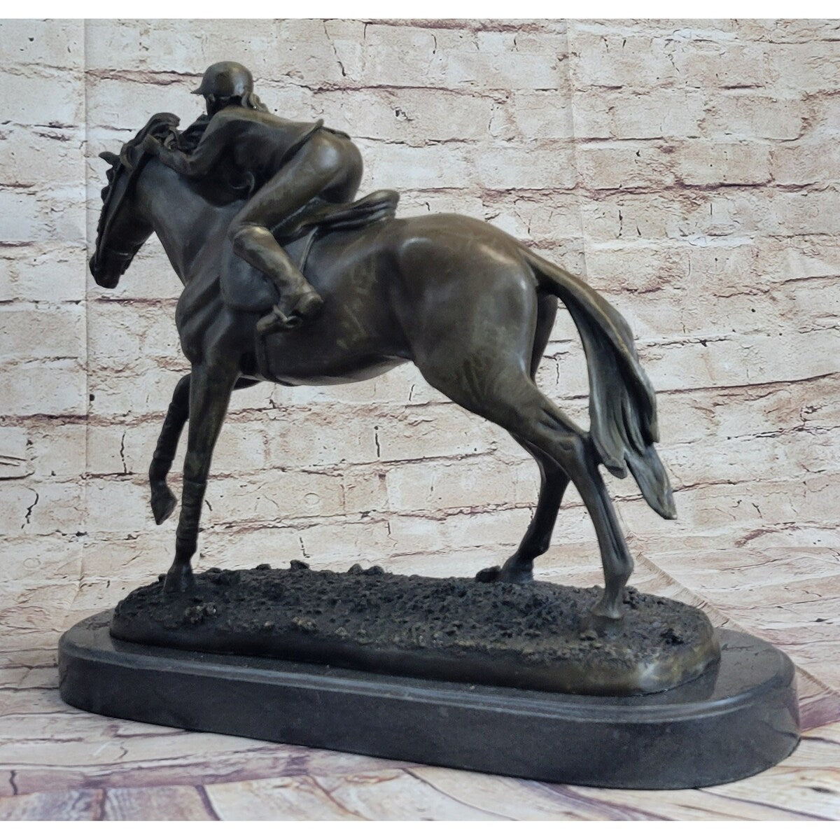 Jockey Equestrian Horse Race Bronze Sculpture Statue Figure Original Signed Art