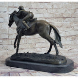 Jockey Equestrian Horse Race Bronze Sculpture Statue Figure Original Signed Art