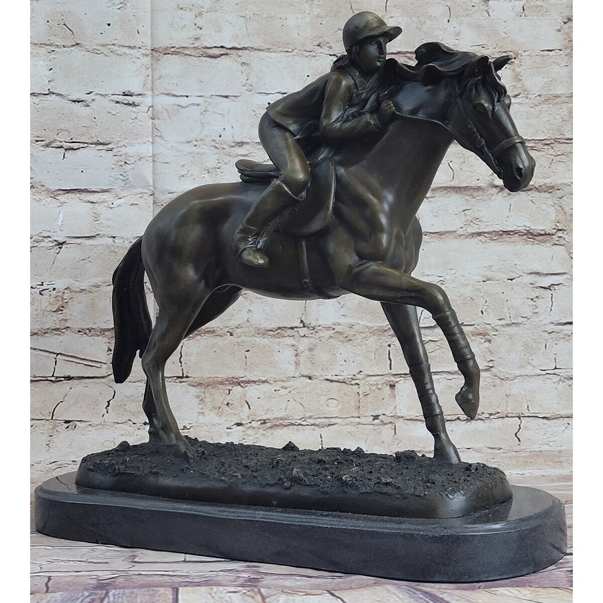 Jockey Equestrian Horse Race Bronze Sculpture Statue Figure Original Signed Art