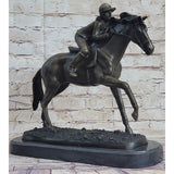 Jockey Equestrian Horse Race Bronze Sculpture Statue Figure Original Signed Art
