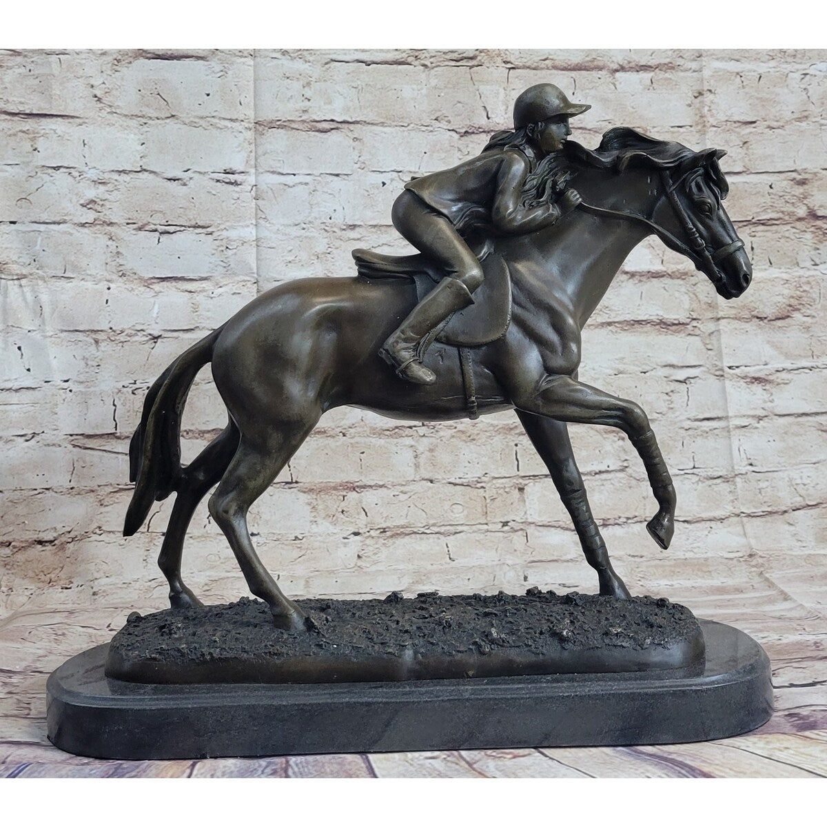 Jockey Equestrian Horse Race Bronze Sculpture Statue Figure Original Signed Art