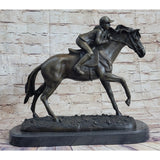 Jockey Equestrian Horse Race Bronze Sculpture Statue Figure Original Signed Art