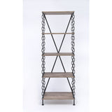 Jodie 5-Shelf Side Pier, Rustic Oak & Antique Black