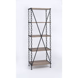 Jodie 5-Shelf Side Pier, Rustic Oak & Antique Black