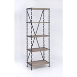 Jodie 5-Shelf Side Pier, Rustic Oak & Antique Black