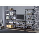Jodie 5-Shelf Side Pier, Rustic Oak & Antique Black