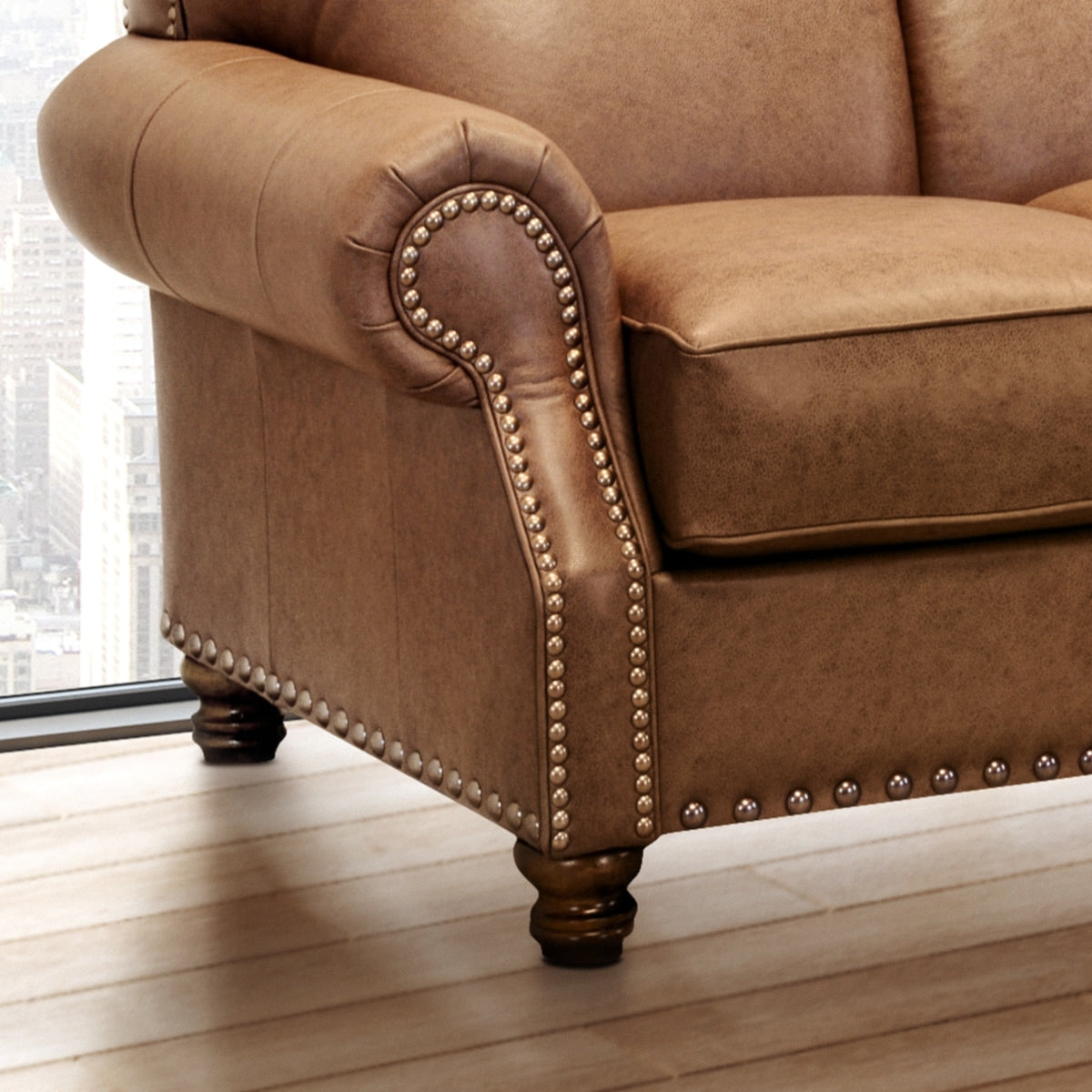 Joehl 2 Pieces Top Grain Leather Full Sleeper and Chair Set