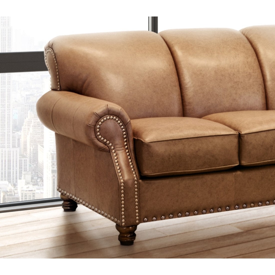 Joehl 2 Pieces Top Grain Leather Full Sleeper and Chair Set