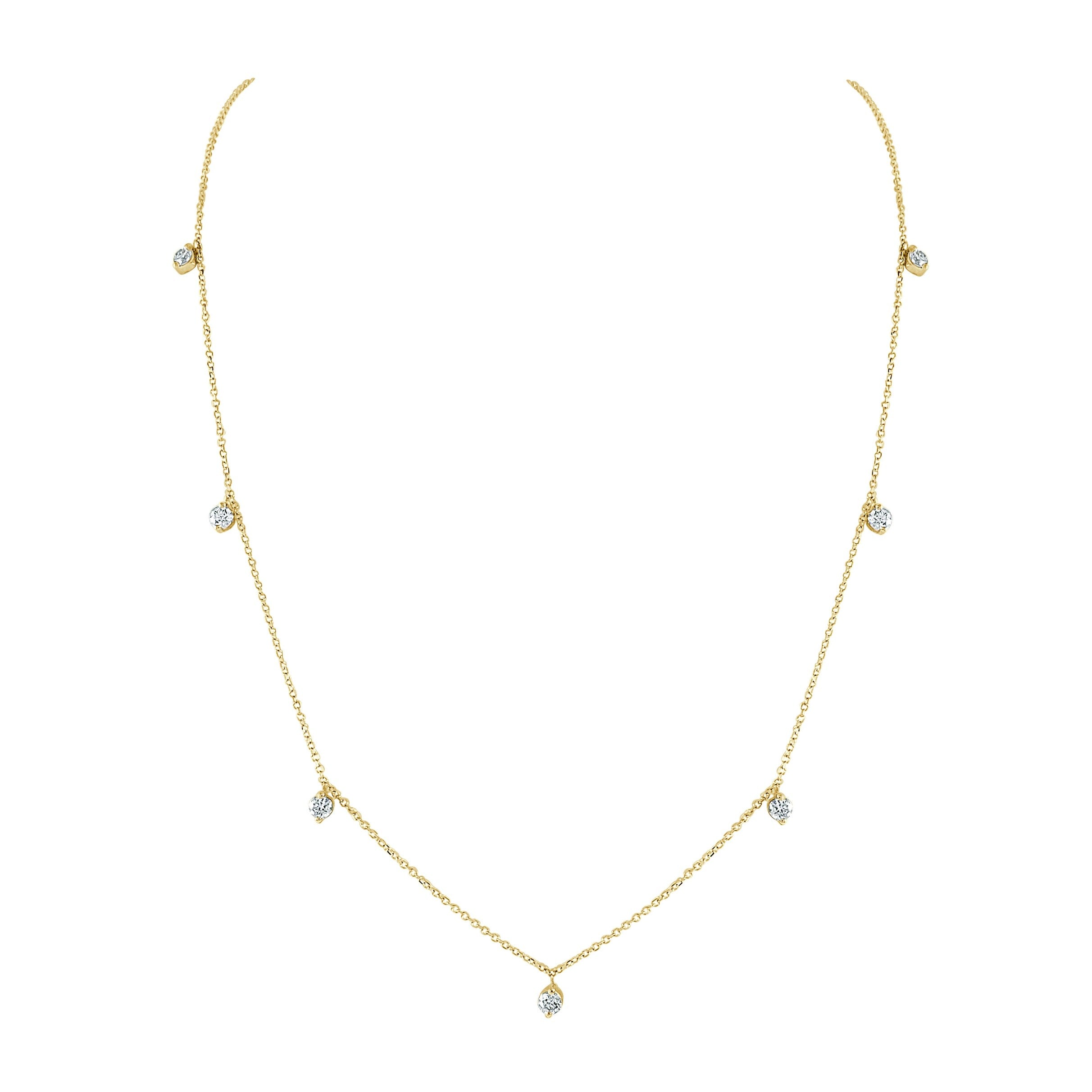 Joelle Collection Diamond Station Necklace 14K Gold 5/8 ct tw Diamond Necklace
