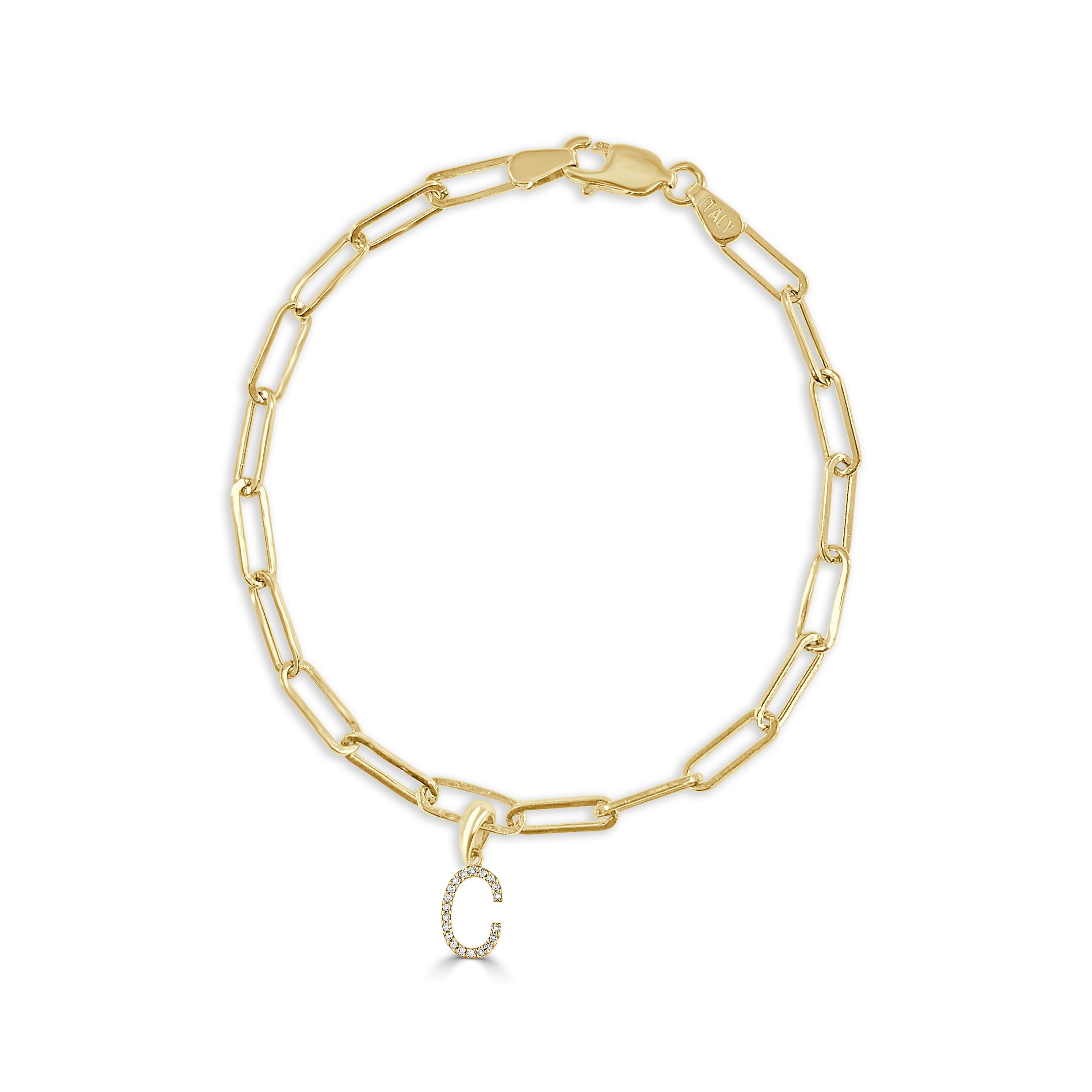 Joelle Collection Initial Bracelet Diamond 1/10 CT. TW 14K Yellow Gold Link Bracelet