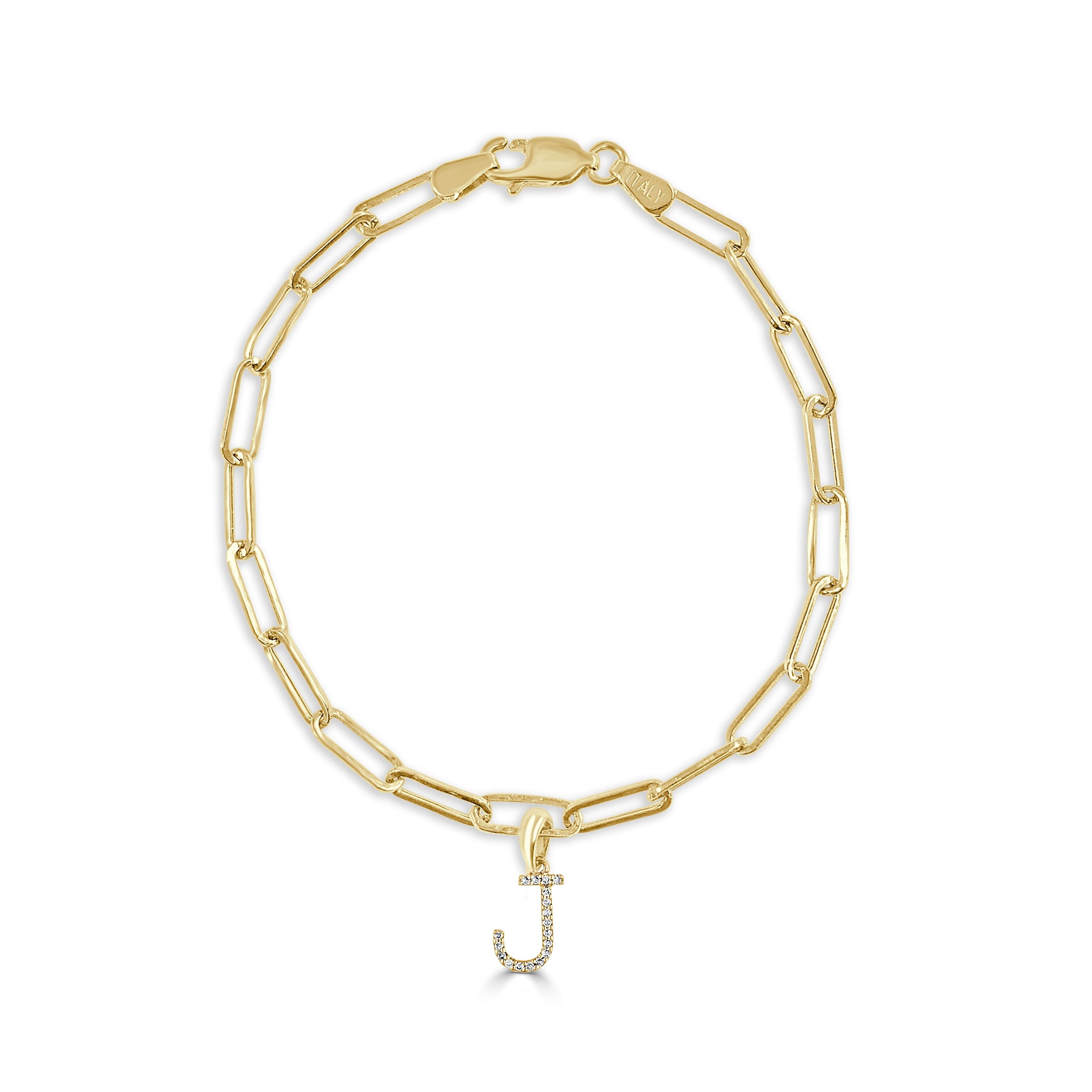 Joelle Collection Initial Bracelet Diamond 1/10 CT. TW 14K Yellow Gold Link Bracelet