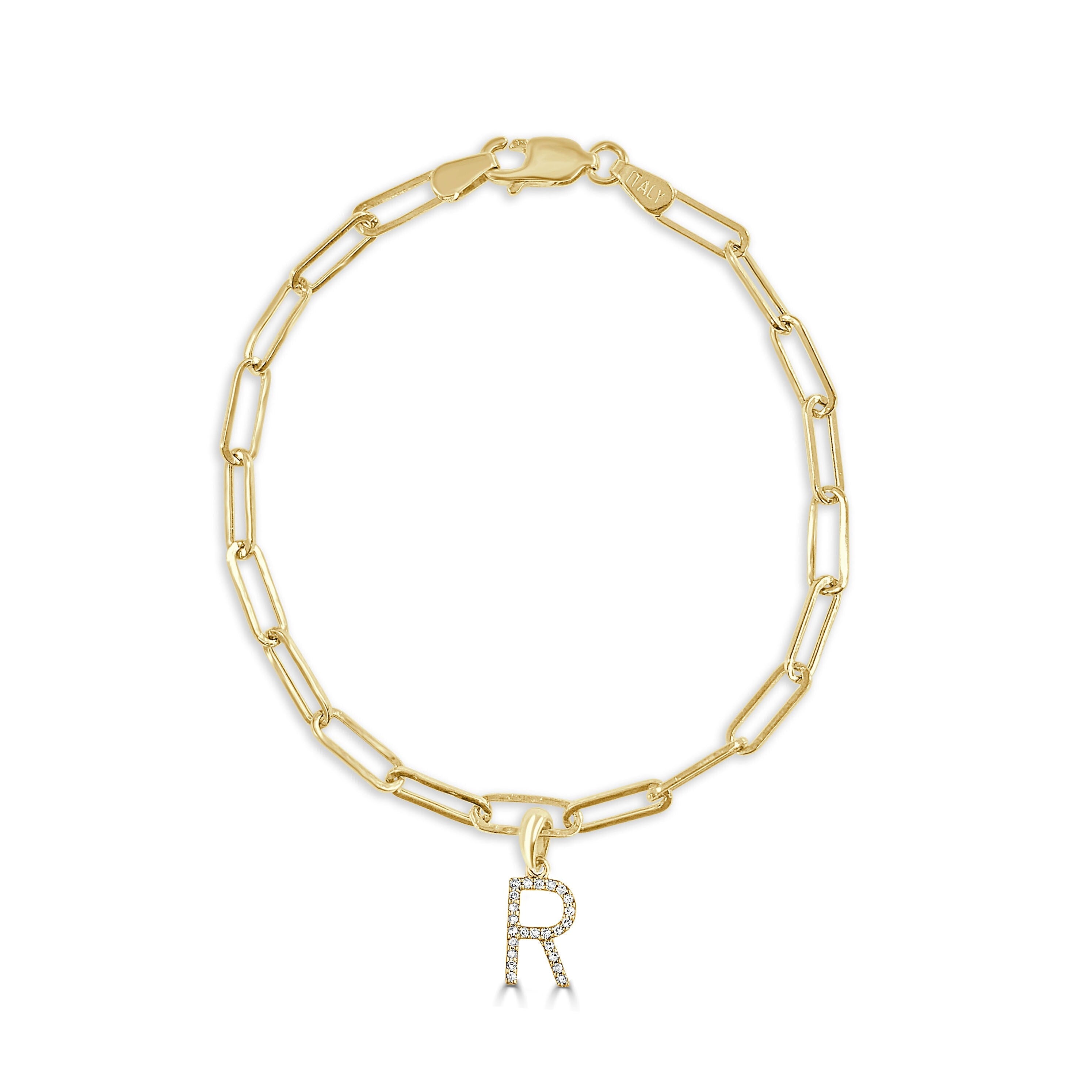 Joelle Collection Initial Bracelet Diamond 1/10 CT. TW 14K Yellow Gold Link Bracelet