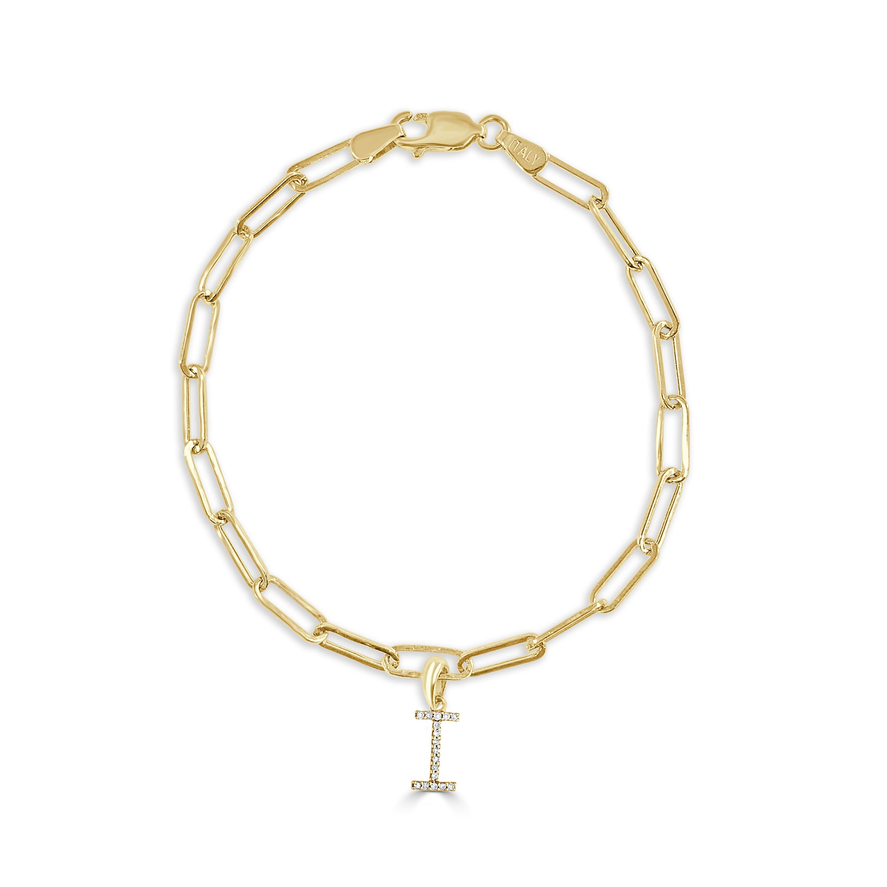 Joelle Collection Initial Bracelet Diamond 1/10 CT. TW 14K Yellow Gold Link Bracelet