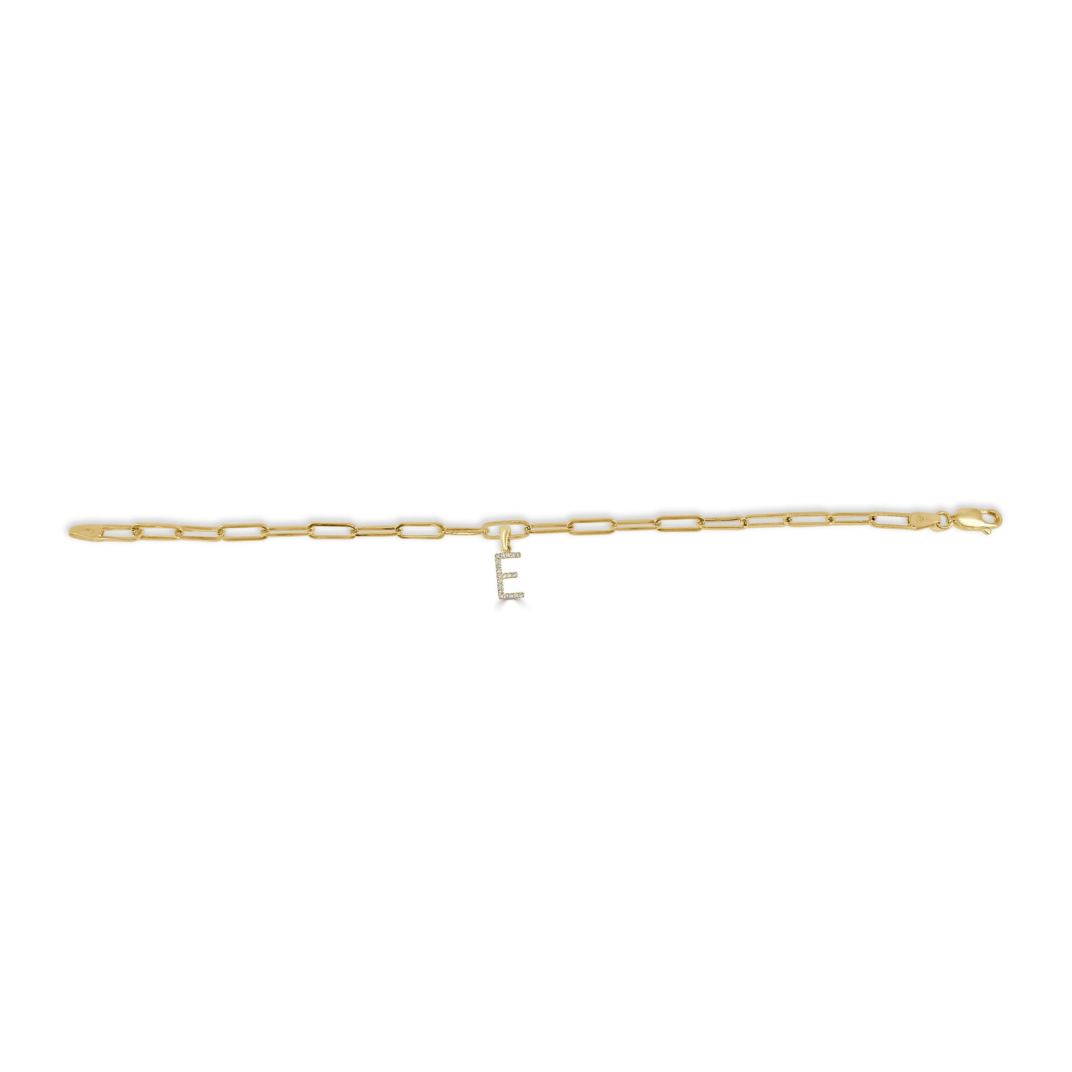 Joelle Collection Initial Bracelet Diamond 1/10 CT. TW 14K Yellow Gold Link Bracelet