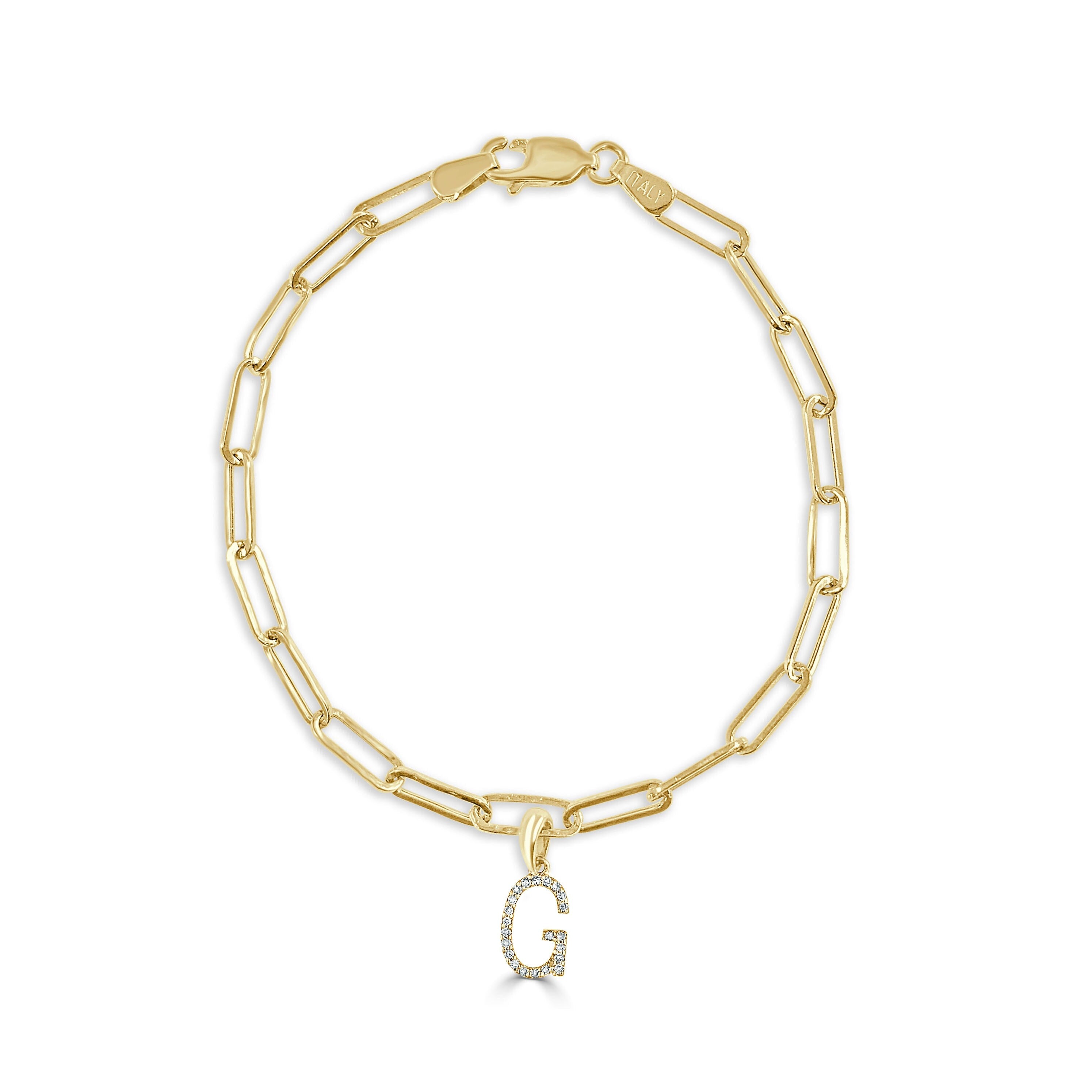 Joelle Collection Initial Bracelet Diamond 1/10 CT. TW 14K Yellow Gold Link Bracelet