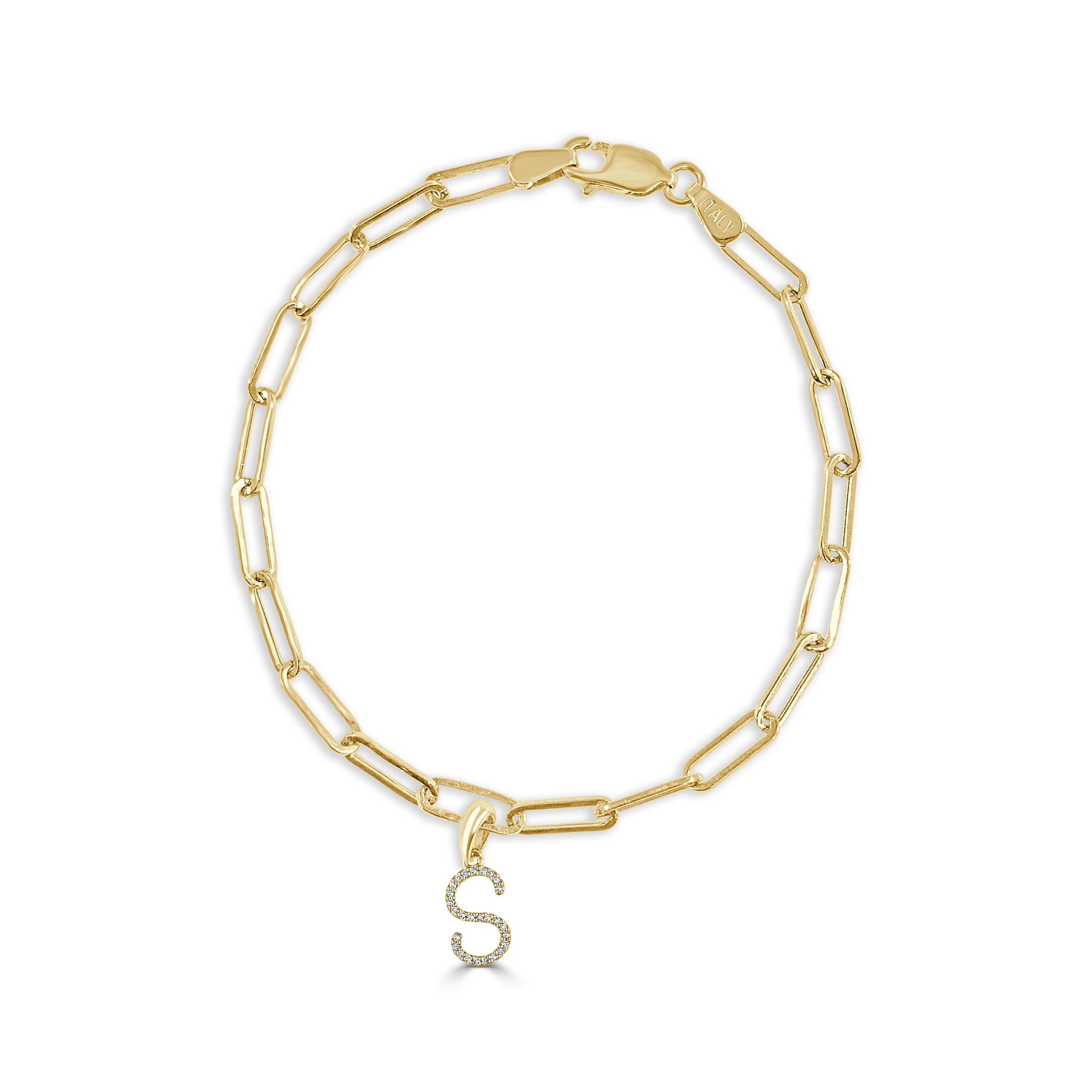 Joelle Collection Initial Bracelet Diamond 1/10 CT. TW 14K Yellow Gold Link Bracelet